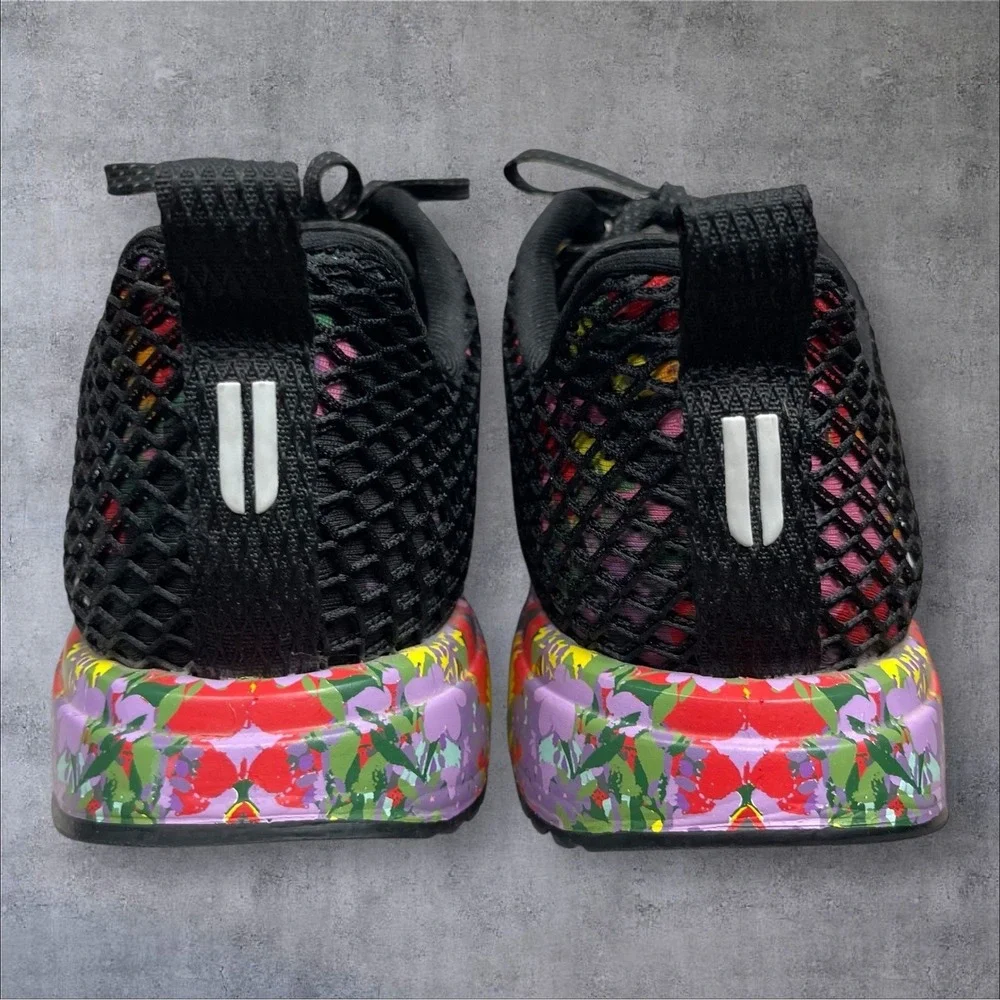 NOBULL Runners Sneaker Shoes Black Mesh Floral Superblossom  Womens 10 Tropical